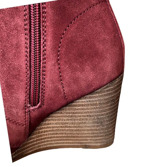 Diba Womens Blake Leather Suede Lace Up Wedge Booties Size 8.5 Burgandy Red NWOB - Picture 9 of 12